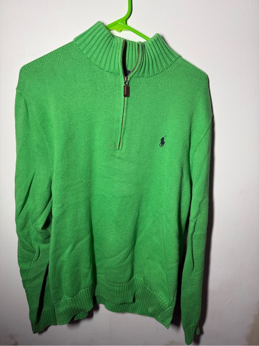 Polo by Ralph Lauren Green Half-Zip Cotton Sweater